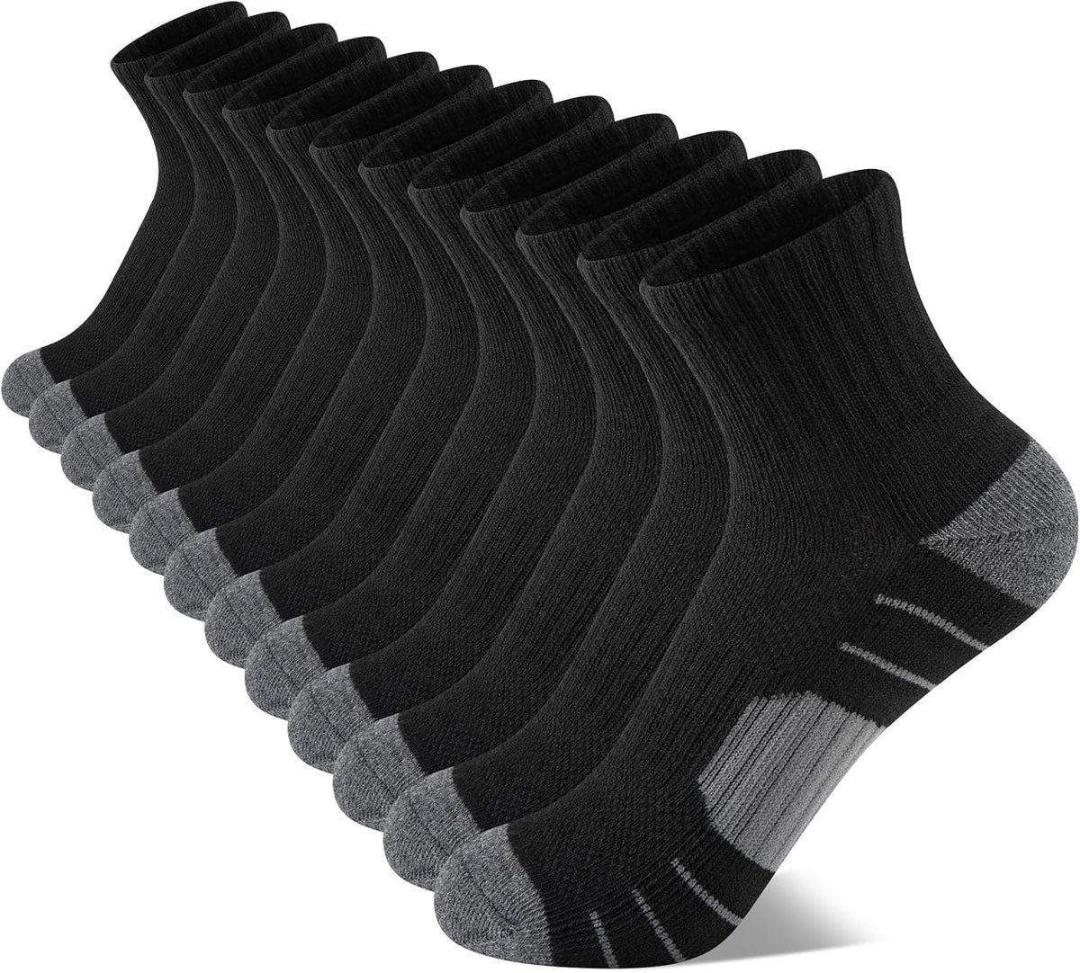 Comfoex 12 Pairs Boys Socks kids Cushioned Sport Short Quarter Athletic Sock For Little Big Kids 6-8 8-10 years