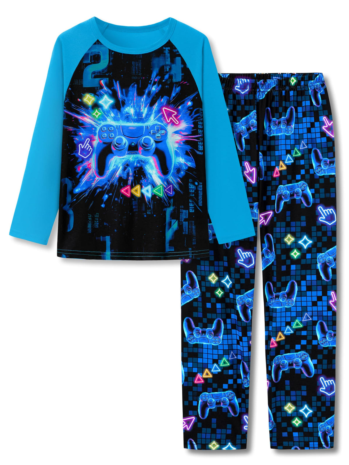 Beezizac Boys Pajamas Game/Ninja/Dinosaur Long Sleeve & Pants PJ Size 6-18