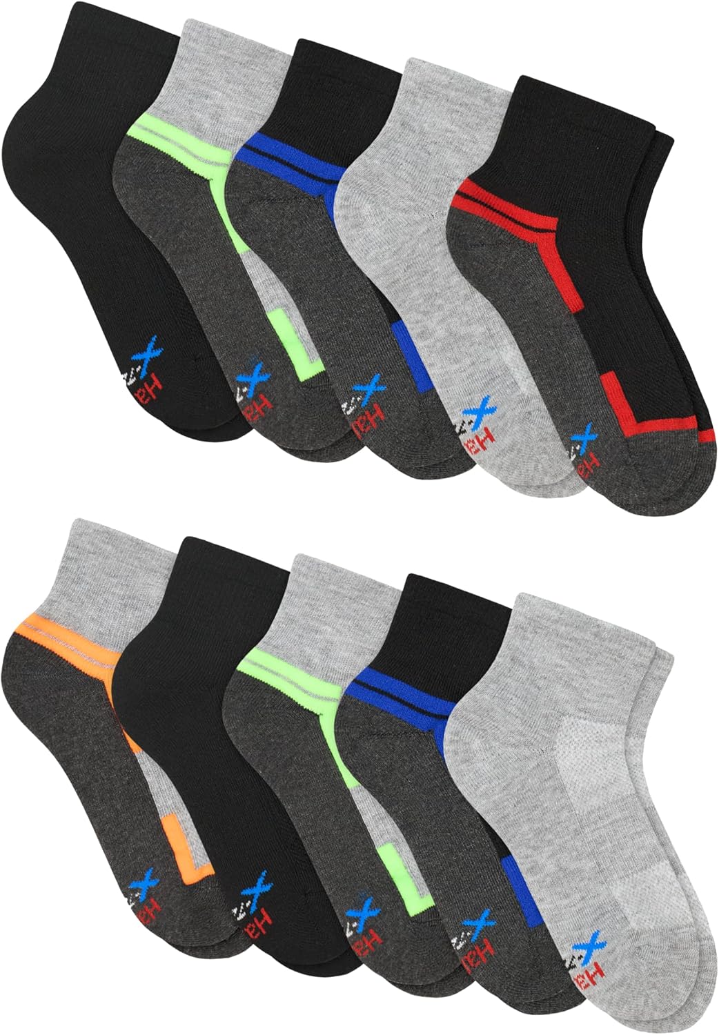 Hanes Boys' Moves Socks, Breathable Mesh Performance Socks, Ankle, Crew, No Show, Moisture-wicking, 10-pack