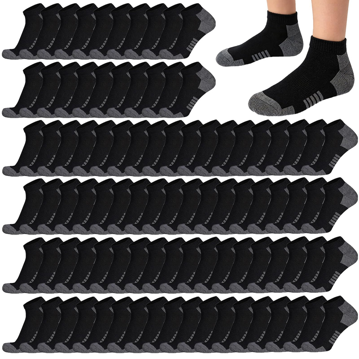 16-30 Pairs Boys Low Cut Ankle Socks Kids Crew Athletic Breathable Cushion Sole Socks for Running Hiking