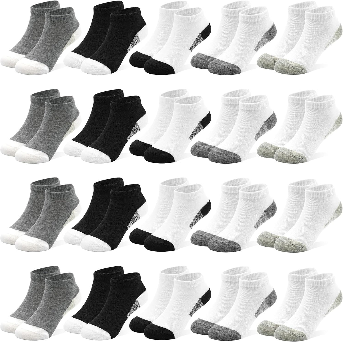 20 Pairs Boys Ankle Socks, Unisex Low Cut School Socks Ages 1-14