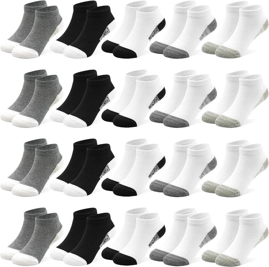 20 Pairs Boys Ankle Socks, Unisex Low Cut School Socks Ages 1-14