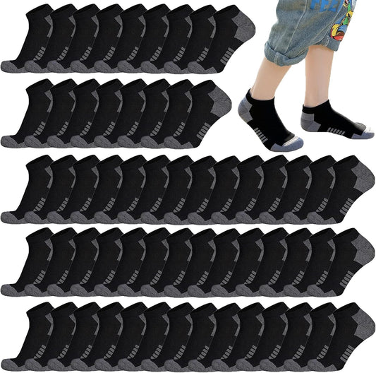 16-30 Pairs Boys Low Cut Ankle Socks Kids Crew Athletic Breathable Cushion Sole Socks for Running Hiking