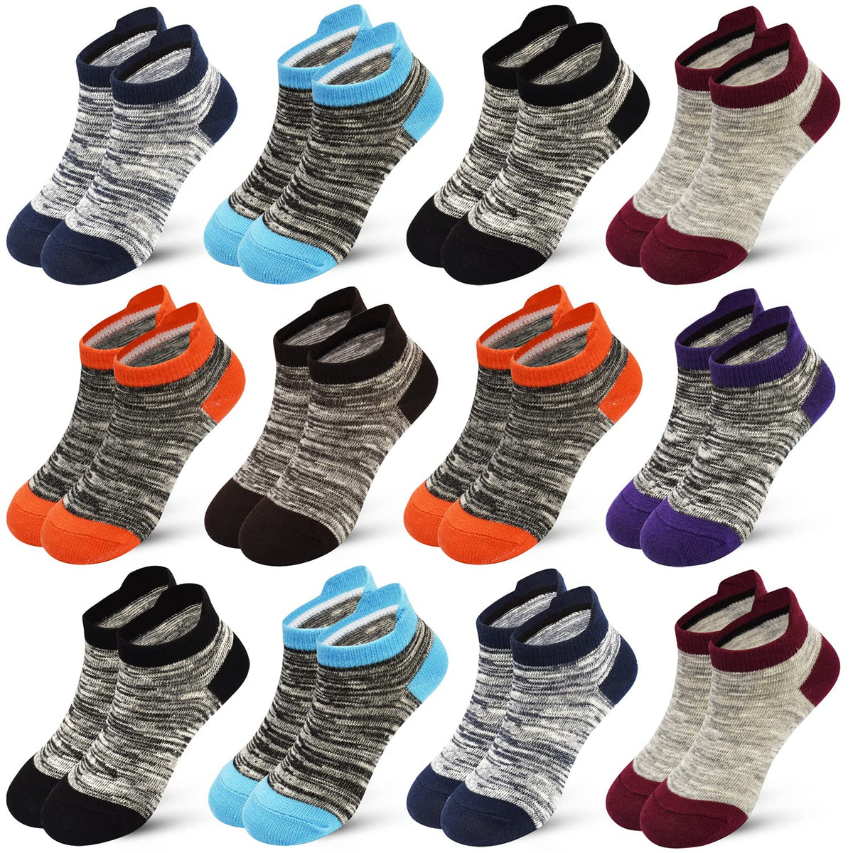 ZERULETS 12 Pairs Kids Socks, Toddler Ankle Athletic Socks 1-14 Years