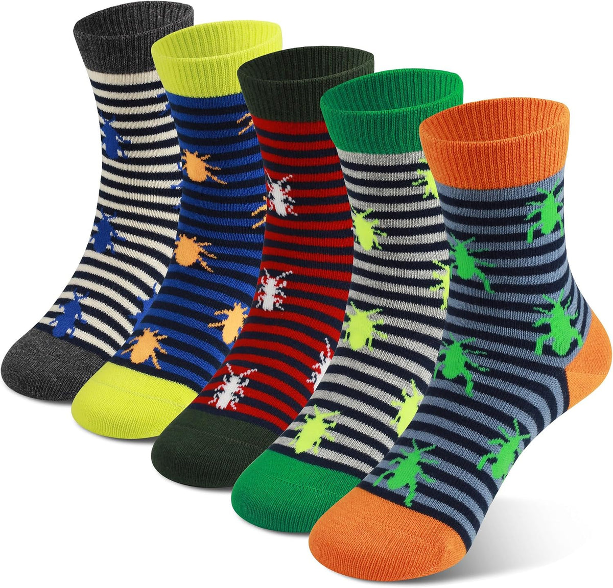 COTTON DAY Kids Boys Crew Dress Socks Bright Colorful Pattern Design