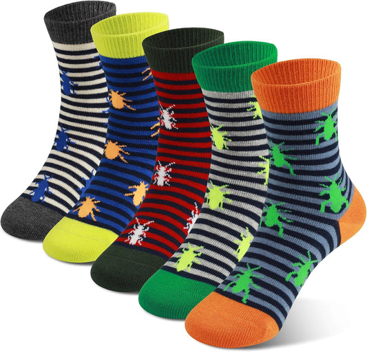COTTON DAY Kids Boys Crew Dress Socks Bright Colorful Pattern Design