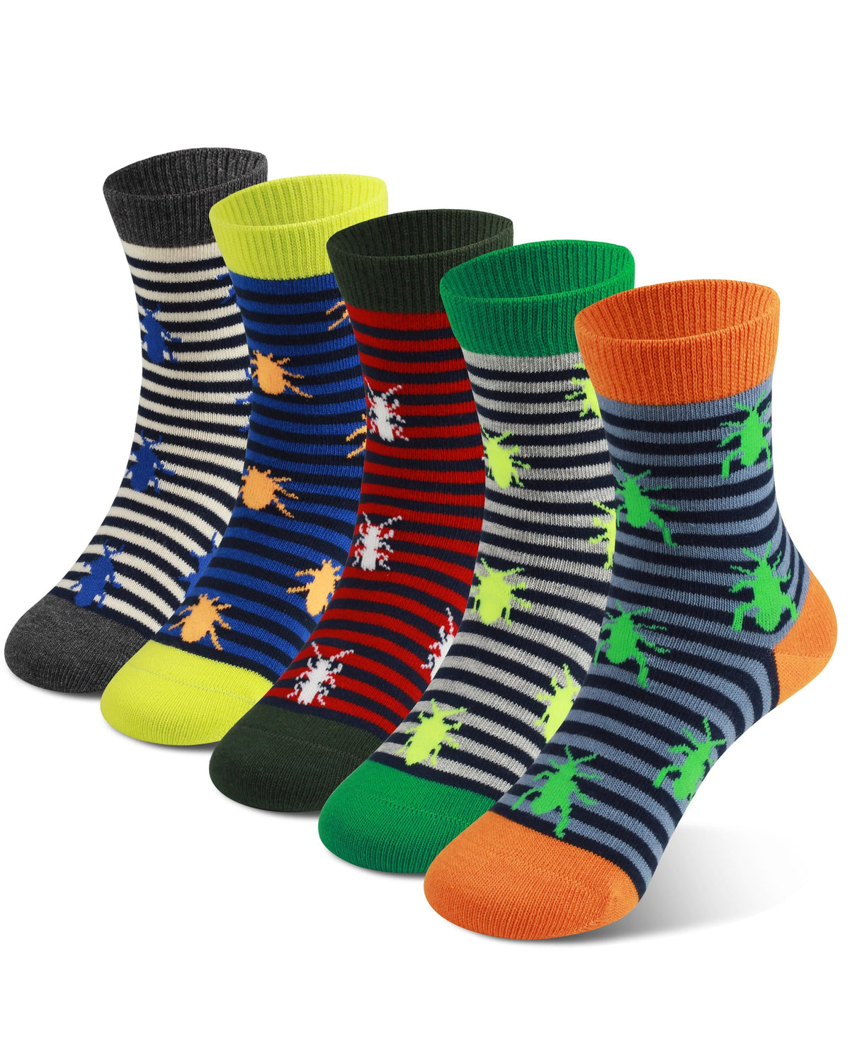 COTTON DAY Kids Boys Crew Dress Socks Bright Colorful Pattern Design