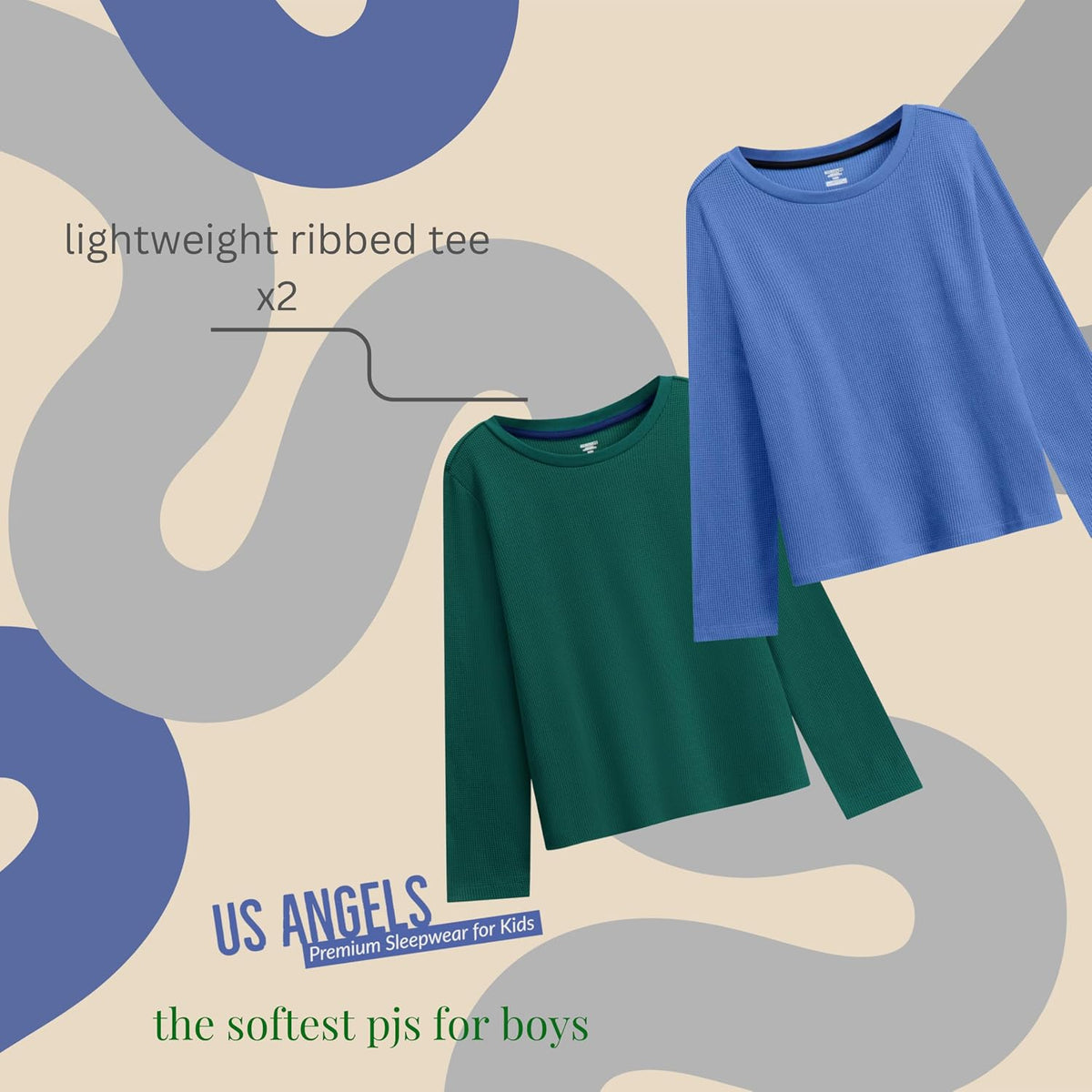 US Angels Boys Pajamas Set | 4-Piece Long Sleeve & Fleece Pants | Soft Warm Sleepwear Pjs for Kids & Teens