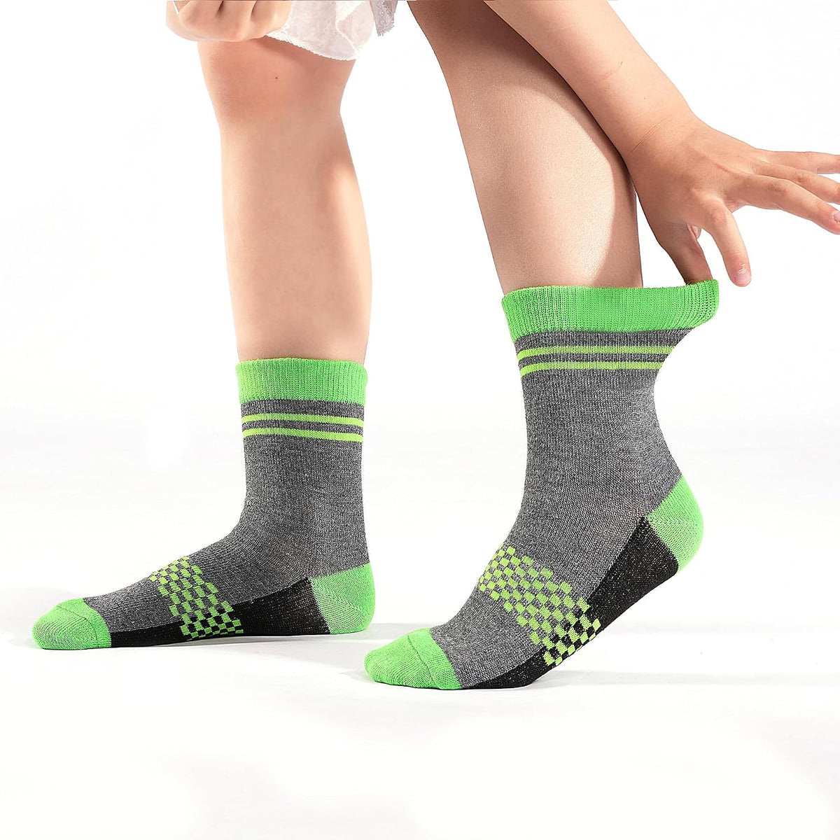 12 Pairs Boys Crew Socks, Kids Athletic School Socks Ages 2-14