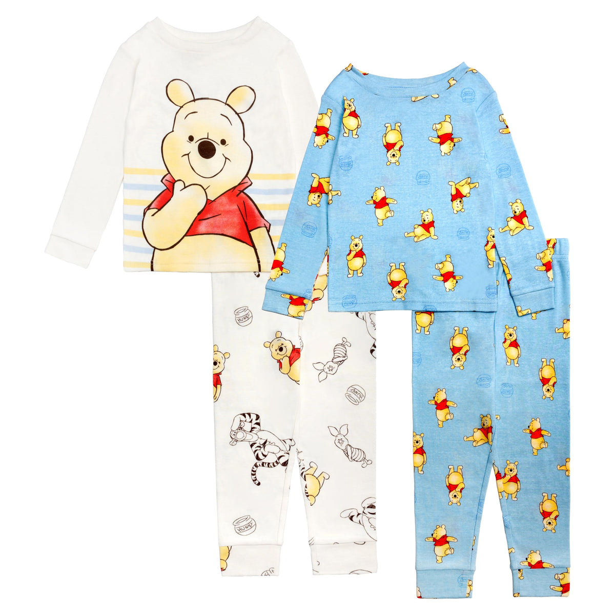 Disney Boys' 4-Piece Snug-fit Cotton Matching Comfortable Pajama Set, Soft & Cute for Kids