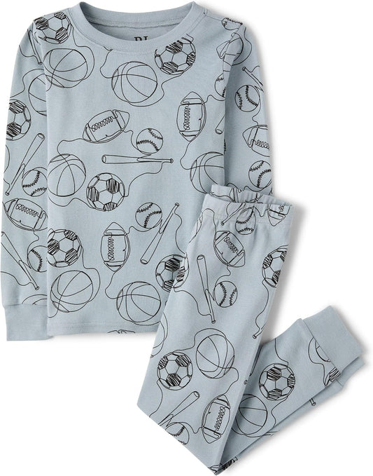 The Children's Place Boys' 100% Snug Fit Cotton Long Sleeve Top and Pants,2-piece Pajama Sets