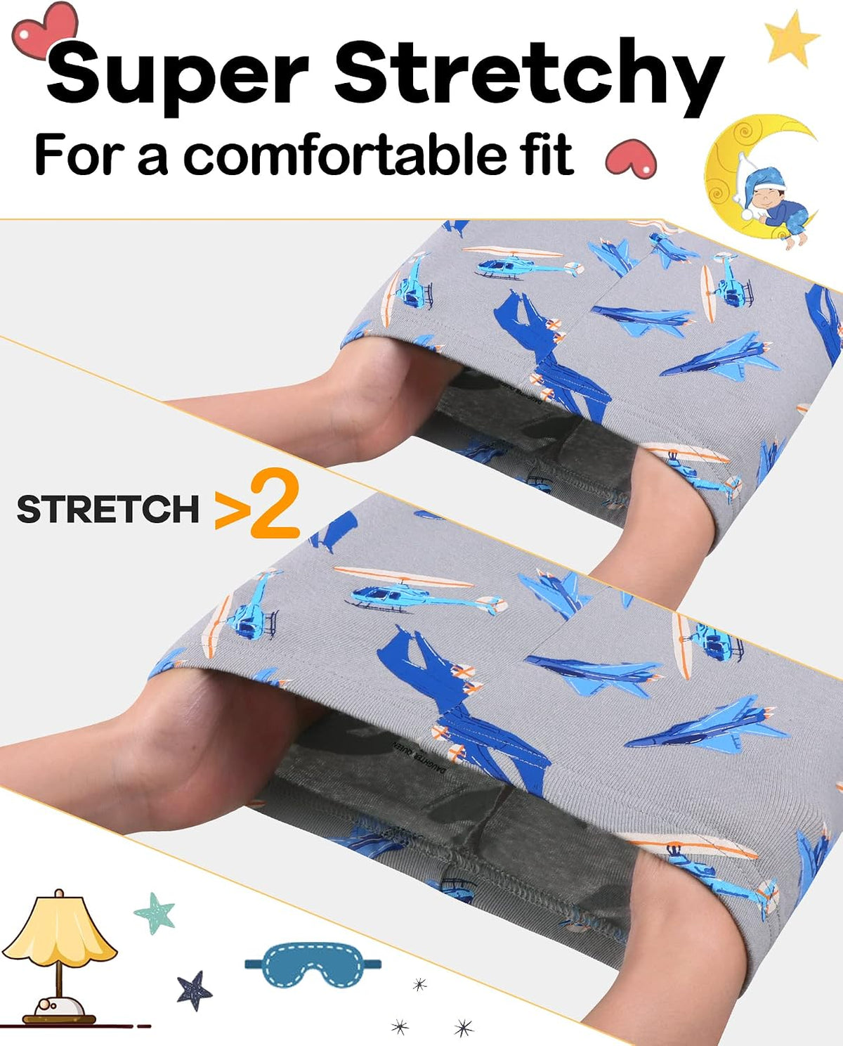 DAUGHTER QUEEN Boys Pajamas 4 Pieces Long Set 100% Cotton Sleepwear Size 18 Months-12 Years