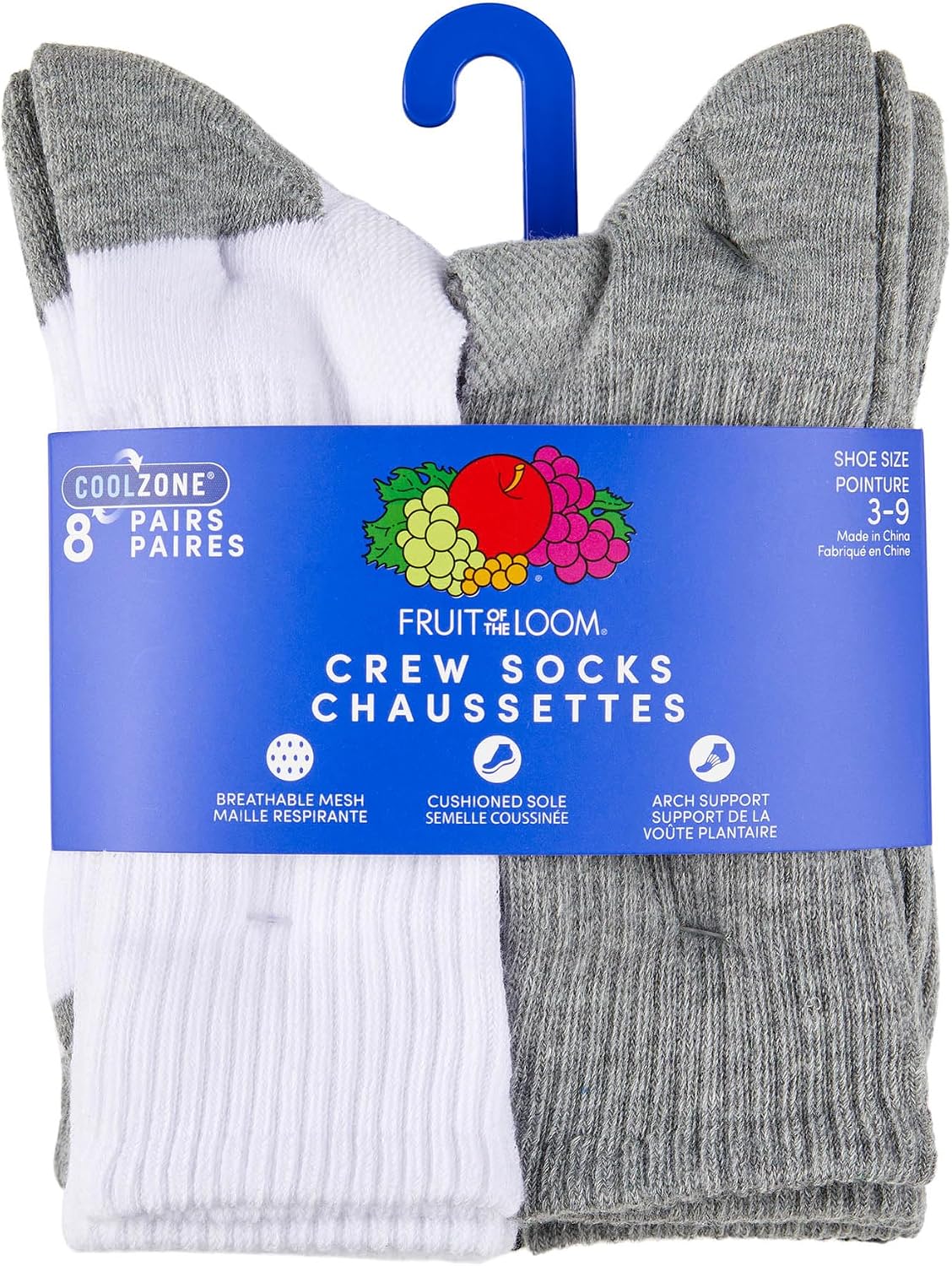 Fruit of the Loom Boys Coolzone Socks, Breathable with Half Cushion (Multi-Packs)