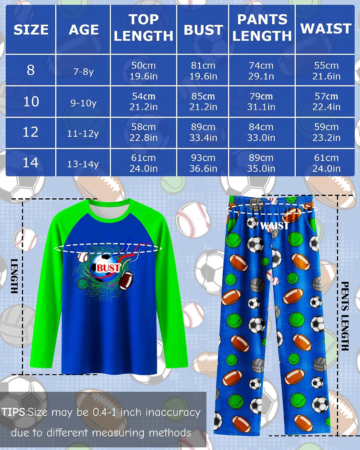 PASHOP Boys Pajamas Cozy Soft Long Sleeves Top and Pants 2 Piece Cool Pjs Pajamas Set Big Boys Sleepwear Size 8-14