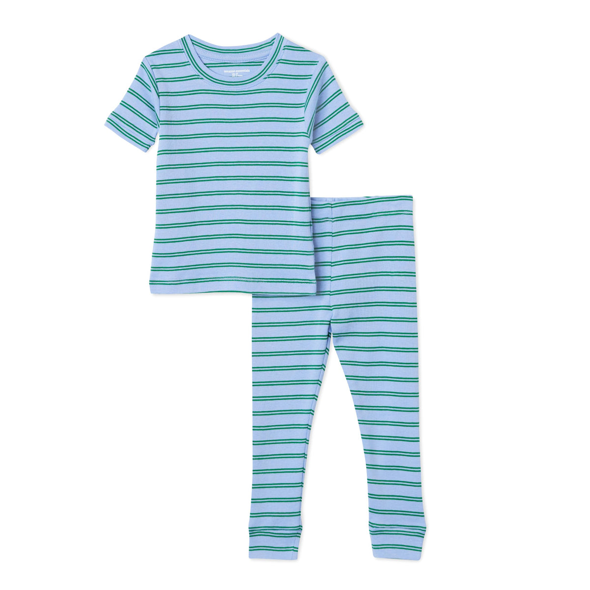 Amazon Essentials Boys' Snug-Fit Cotton Pajama Set, Short-Sleeve T-Shirt and Pants