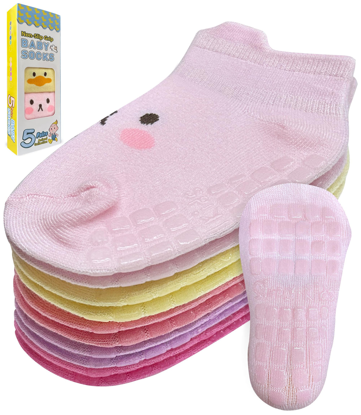 Simply Kids Baby Non-Slip Ankle Socks – Superior Grip, Soft Cotton, for Active Toddler Girls & Boys (Ages 0-7)
