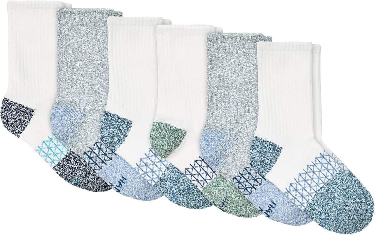 Hanes Boy's Socks, Ankle, Crew, & No Show 6-pack, Absolute Active Cushioned Sports Socks for Boys, Moisture-wicking Athletic