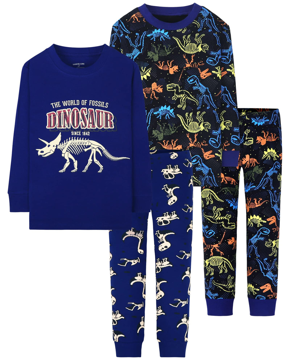 DAUGHTER QUEEN Boys Pajamas 4 Pieces Long Set 100% Cotton Sleepwear Size 18 Months-12 Years