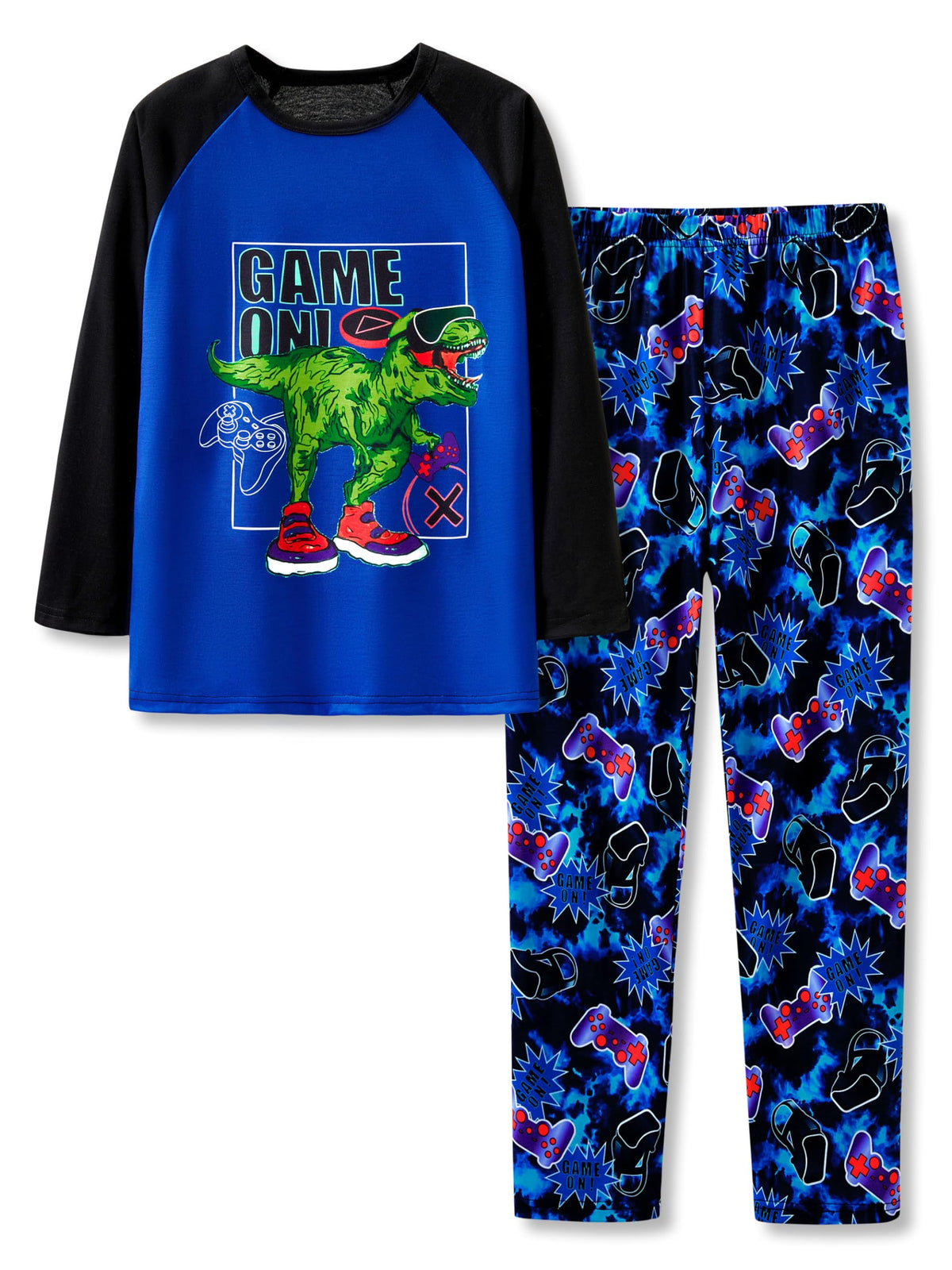 Beezizac Boys Pajamas Game/Ninja/Dinosaur Long Sleeve & Pants PJ Size 6-18