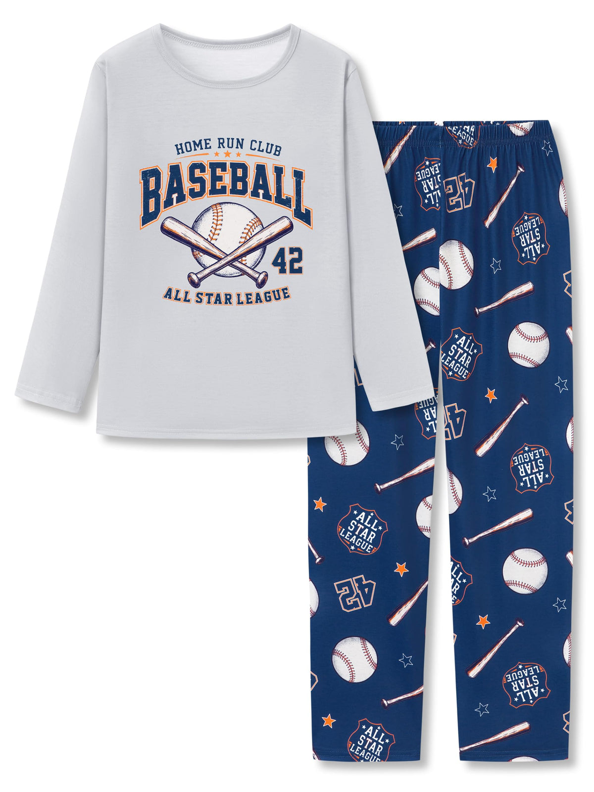 Tebbis Boys Comfy Trendy Print Long Sleeve & Pants Pajama Set Sizes 6-18