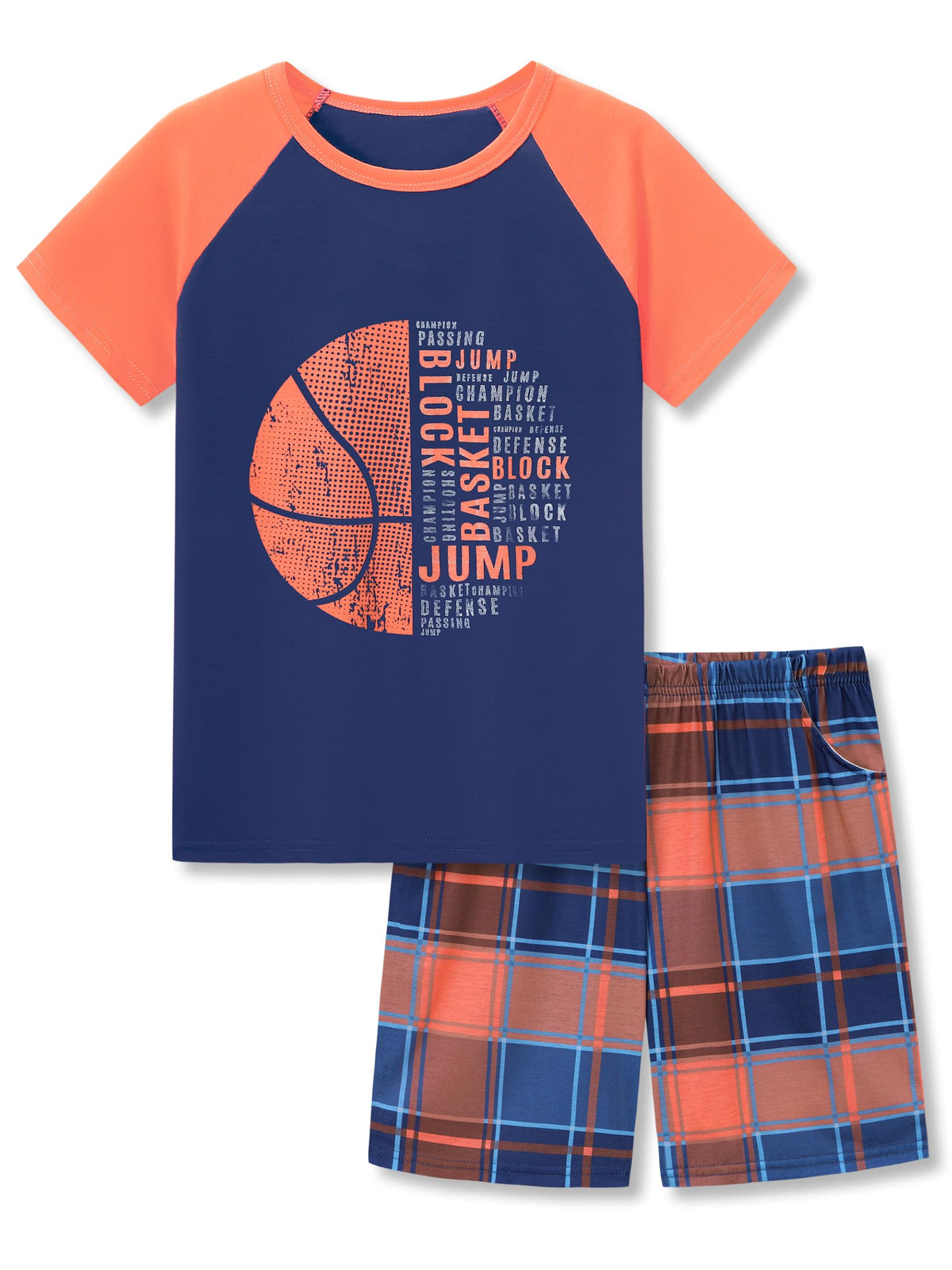Beezizac Boys Pajamas Raglan Summer Cool Short Sleeve Set Size 6-18