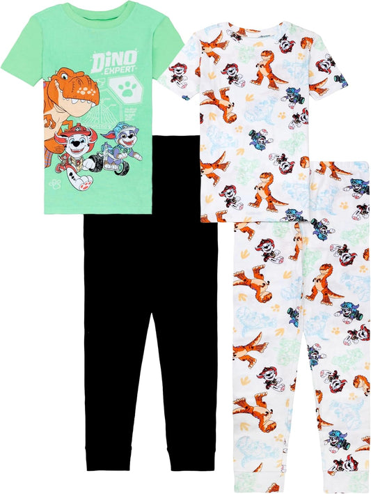 Nick Boys' 4-piece Snug-fit Matching Cotton Pajama Set, Soft & Cute for Kids