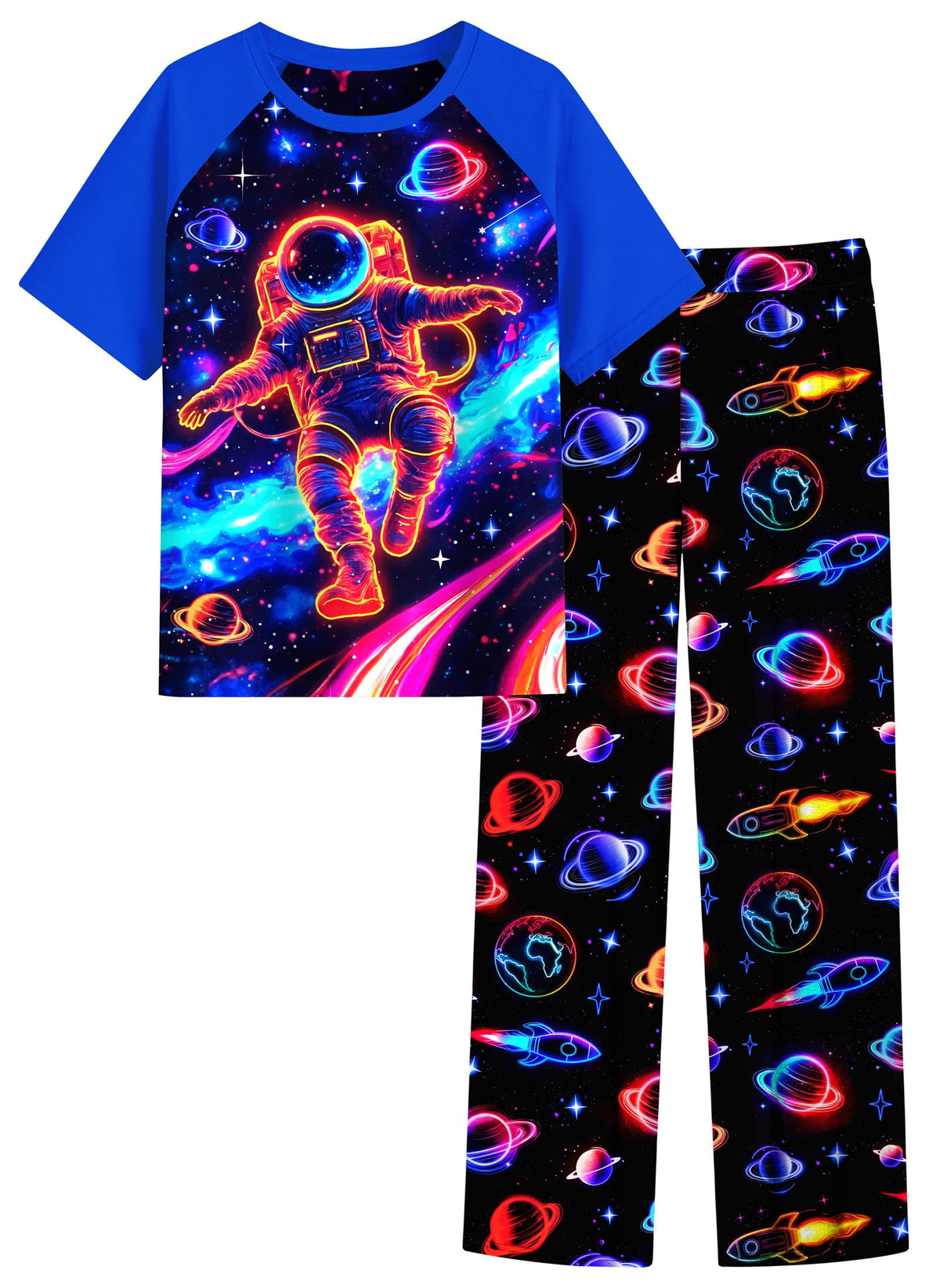 Funnycokid Boys Pajamas 2 Piece Kids Summer Pjs Loose Fit Size 6-12