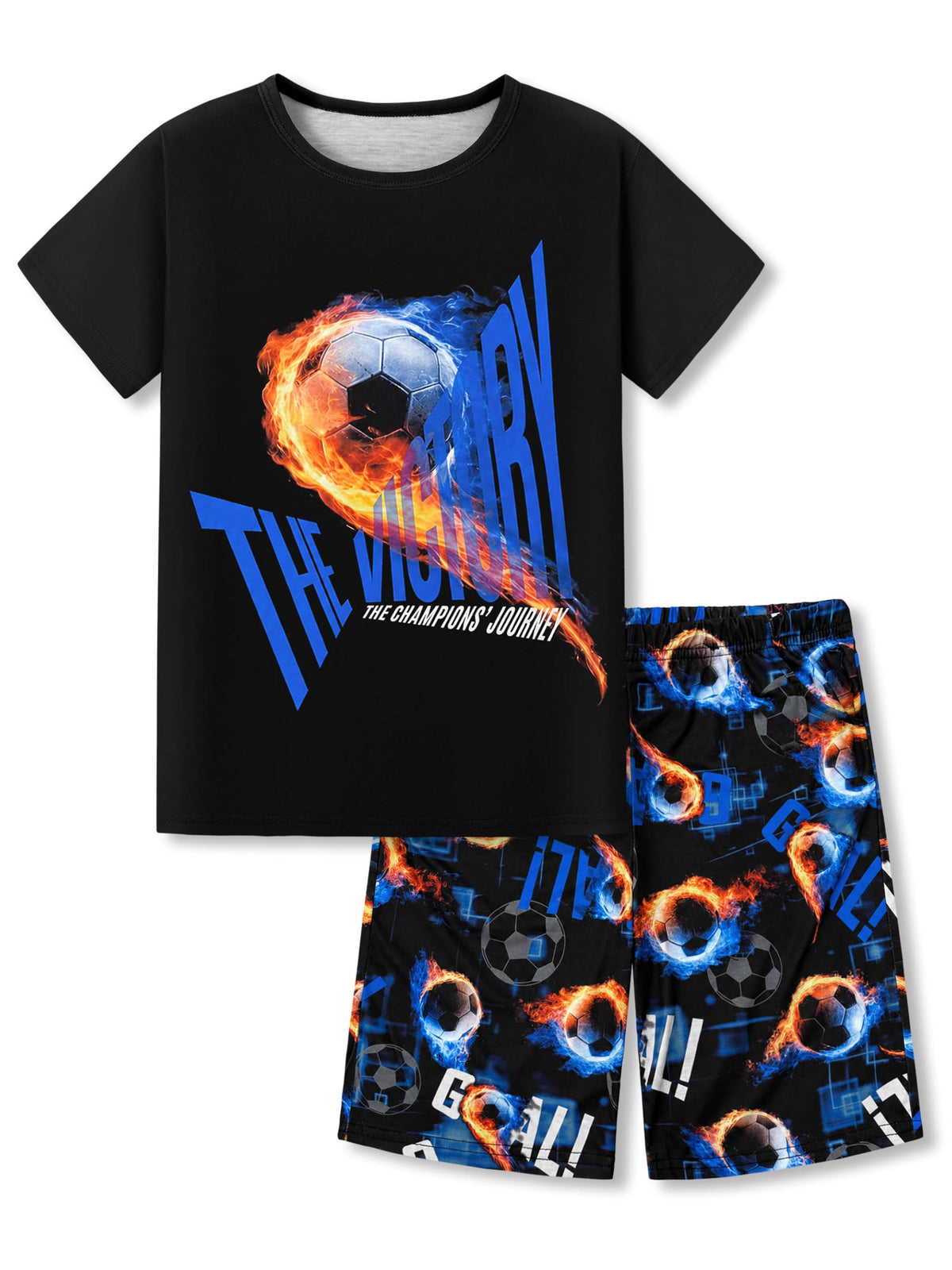 Topgal Boys 2-Piece Short Sleeve Tee & Shorts Pajamas Set Size 6-18