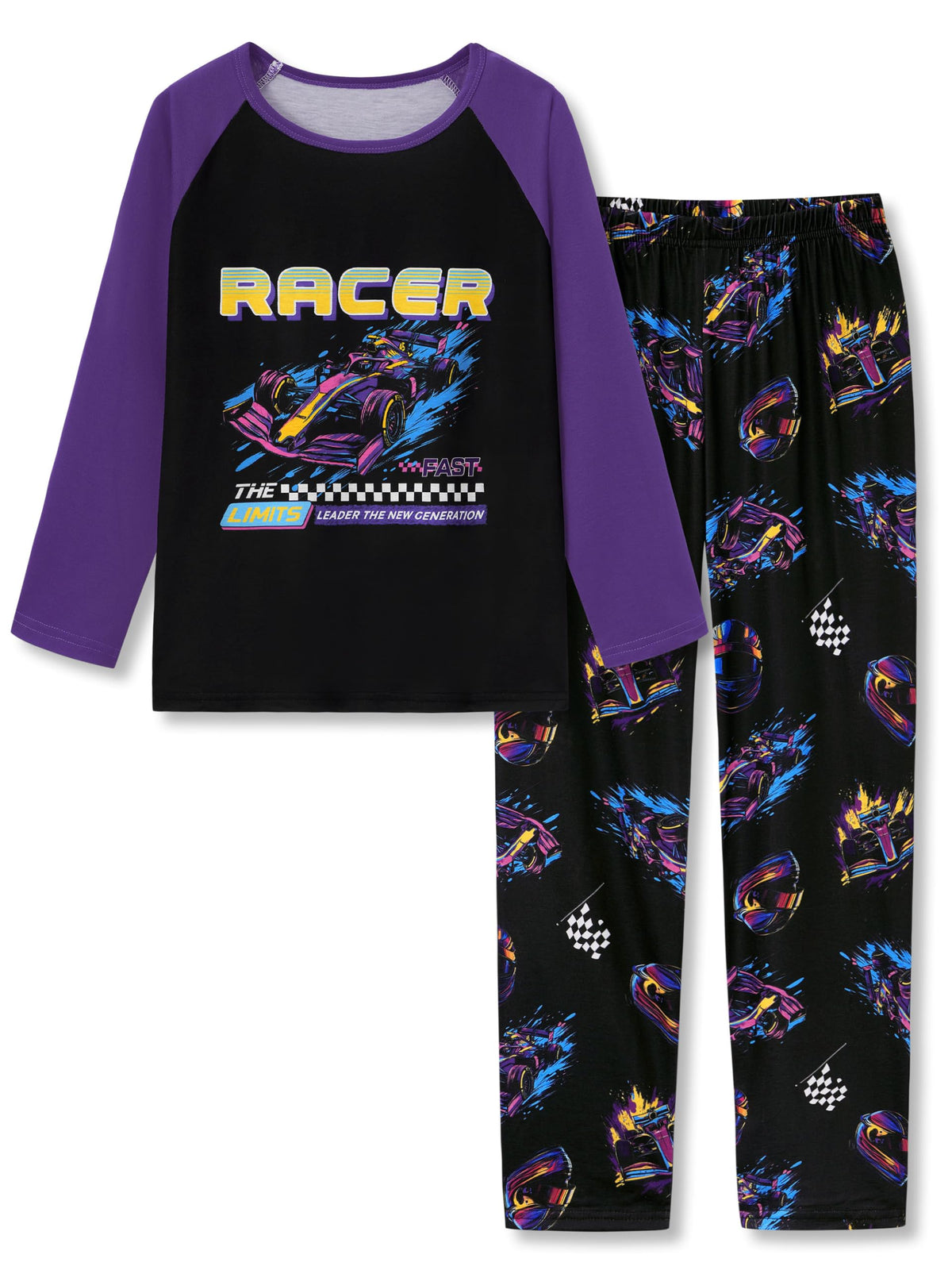 Tebbis Boys Comfy Trendy Print Long Sleeve & Pants Pajama Set Sizes 6-18