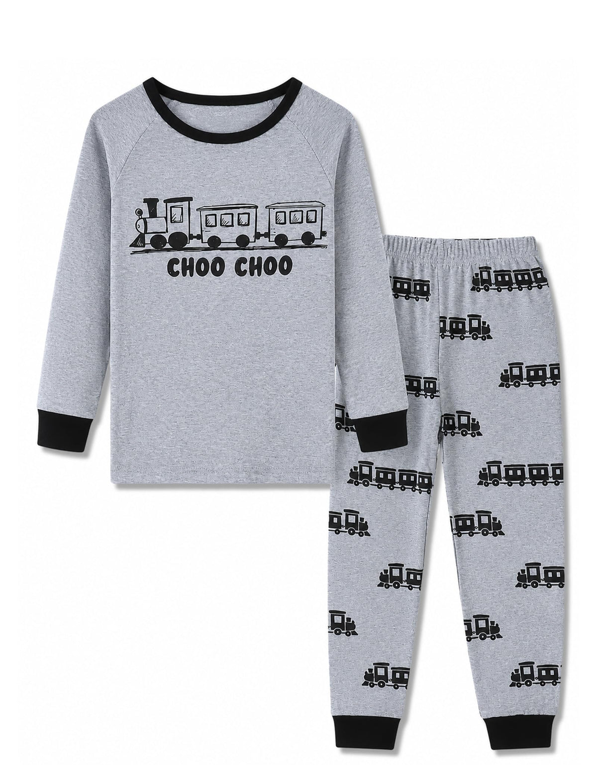 Mikrdoo Boys Cotton Pajamas 2 Pcs Snug Fit Long Sleeve Pj Set 2-14Y