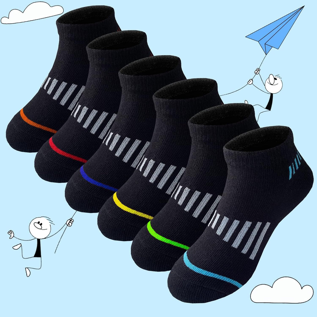 Boys Socks 12 Pairs Kids Low Cut Cotton Socks Sports Ankle Athletic Sock