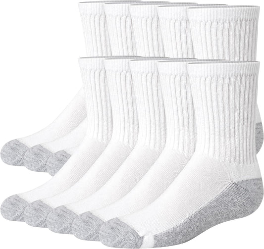 Hanes Boys' Uniform Crew Socks | Moisture-Wicking, 10-Pack for School