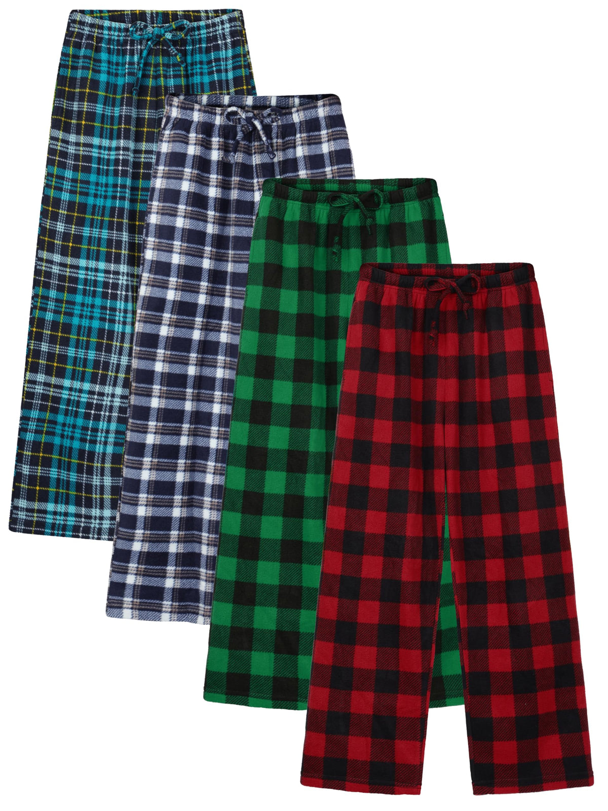 Motarto 4 Pack Boys Soft Pants Micro Fleece Kids Christmas Plaid Pants Elastic Waistband with Pockets Drawstring