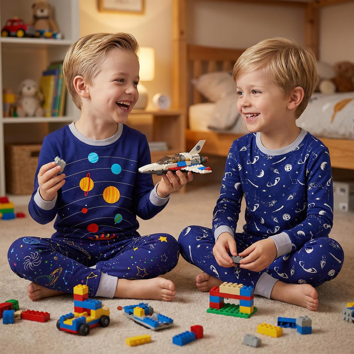 DAUGHTER QUEEN Boys Pajamas 4 Pieces Long Set 100% Cotton Sleepwear Size 18 Months-12 Years