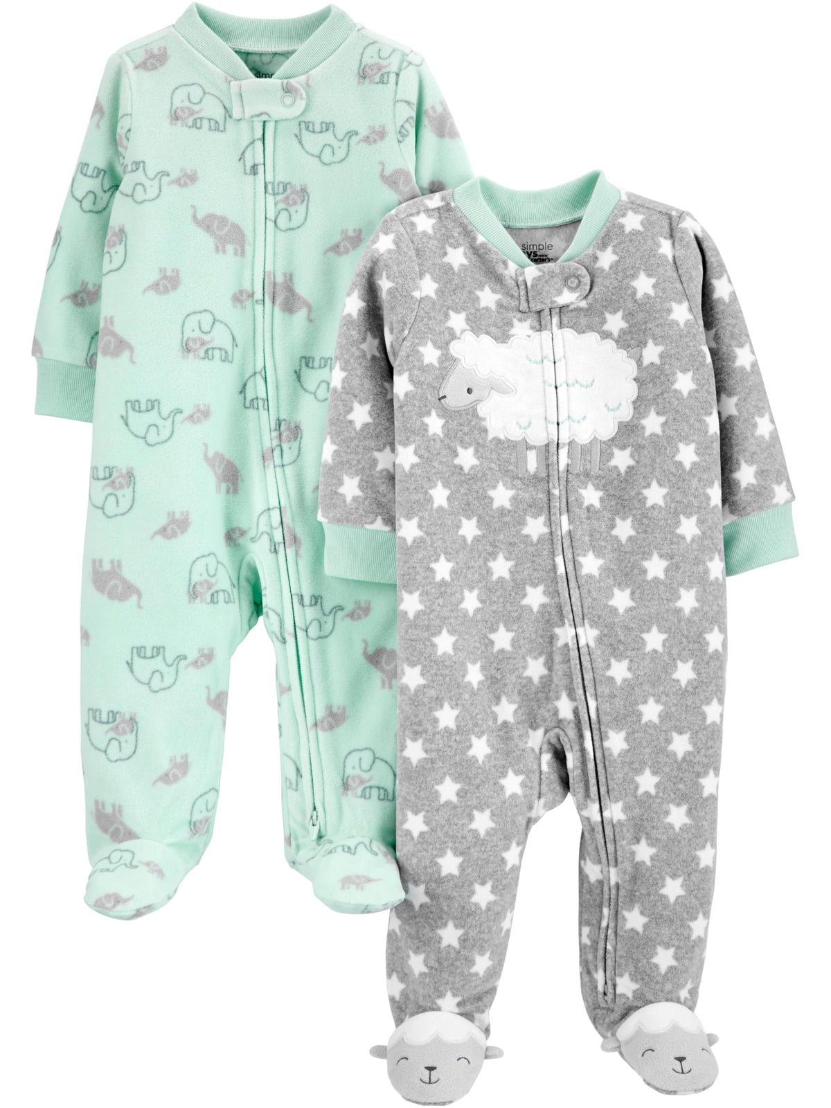 Simple Joys by Carter's Unisex Baby 2-pack Neutral Fleece Footed Sleep and Play