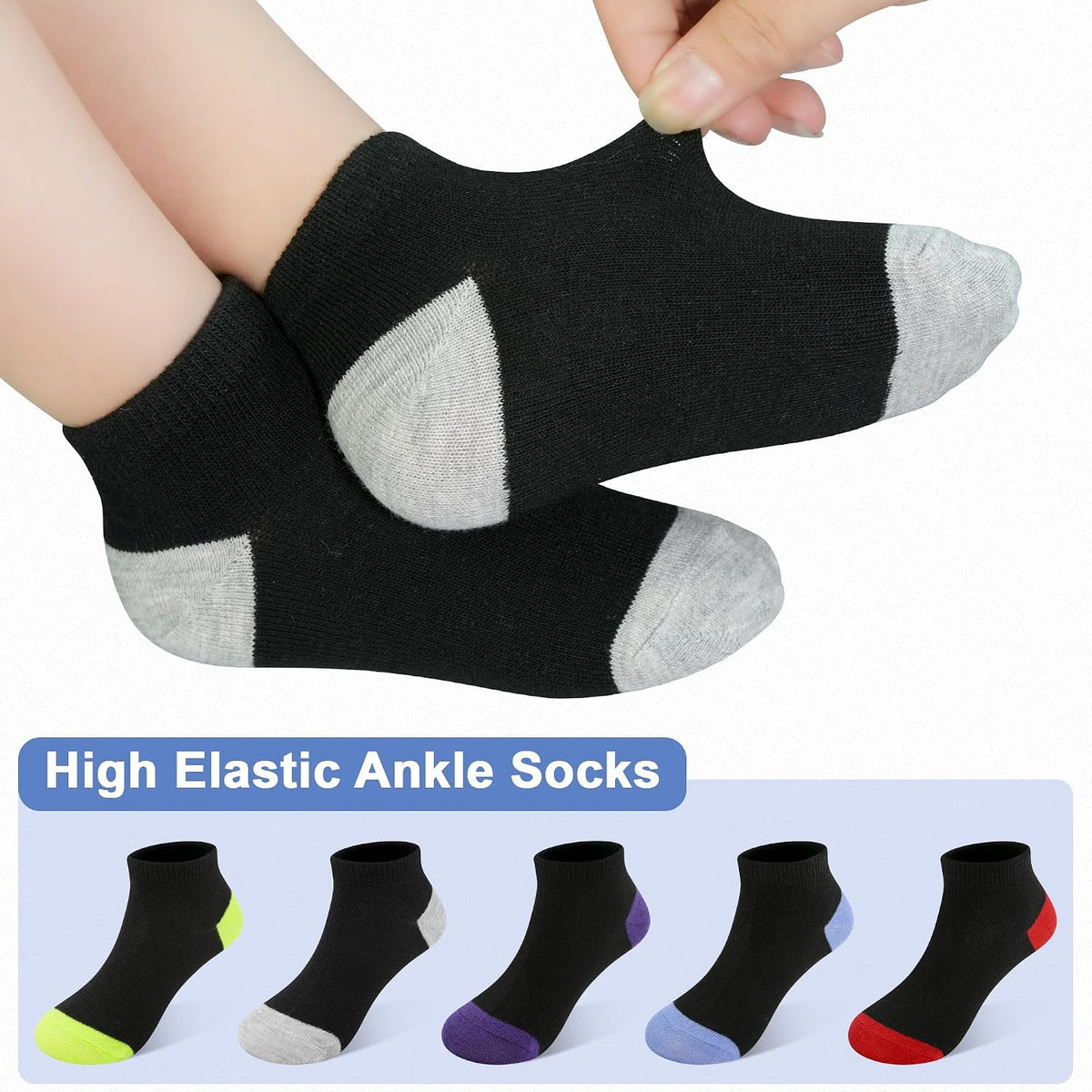 ZERULETS 25 Pairs Kids Socks Toddler Ankle Low Cut Short Socks 1-14 Years