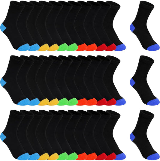18 Pairs Boys Socks, Crew Socks for Boys Dress School (1-14 Years)