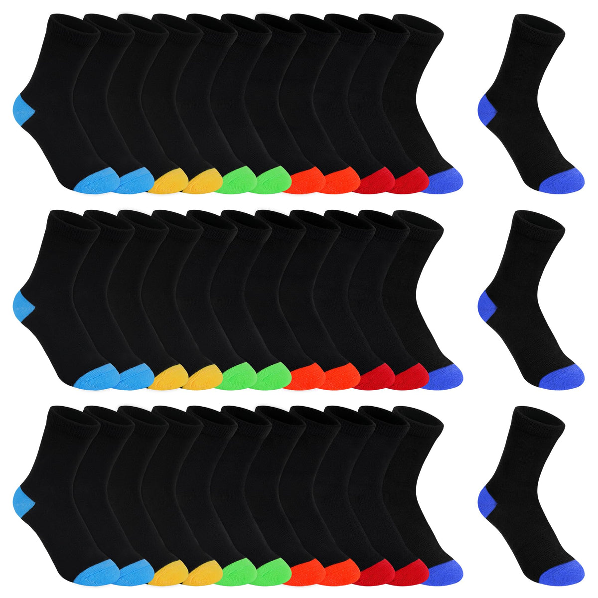 18 Pairs Boys Socks, Crew Socks for Boys Dress School (1-14 Years)