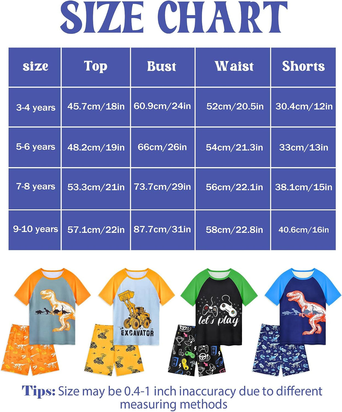 PASHOP Boys Pajamas Little Boys Summer Pajamas 2 Piece Short Sleeve Top and Shorts Sets Kids Pjs Sleepwears 3-10 Years