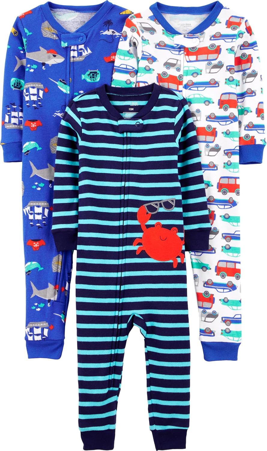 Simple Joys by Carter's Babys' 3 pack Snug Fit Footless Cotton Pajamas