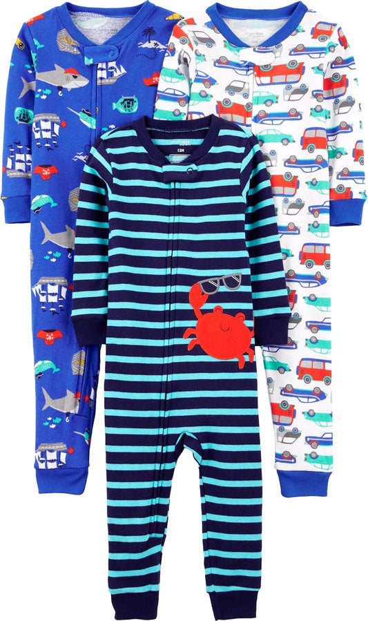 Simple Joys by Carter's Babys' 3 pack Snug Fit Footless Cotton Pajamas