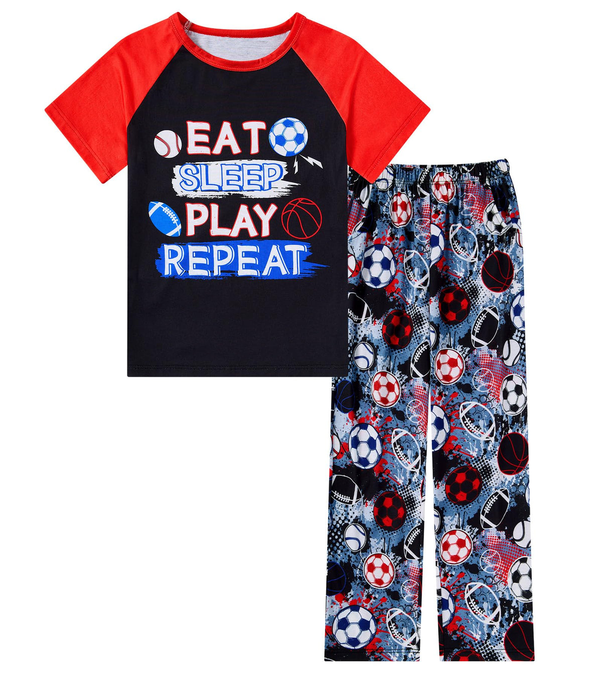 Funnycokid Boys Pajamas 2 Piece Kids Summer Pjs Loose Fit Size 6-12