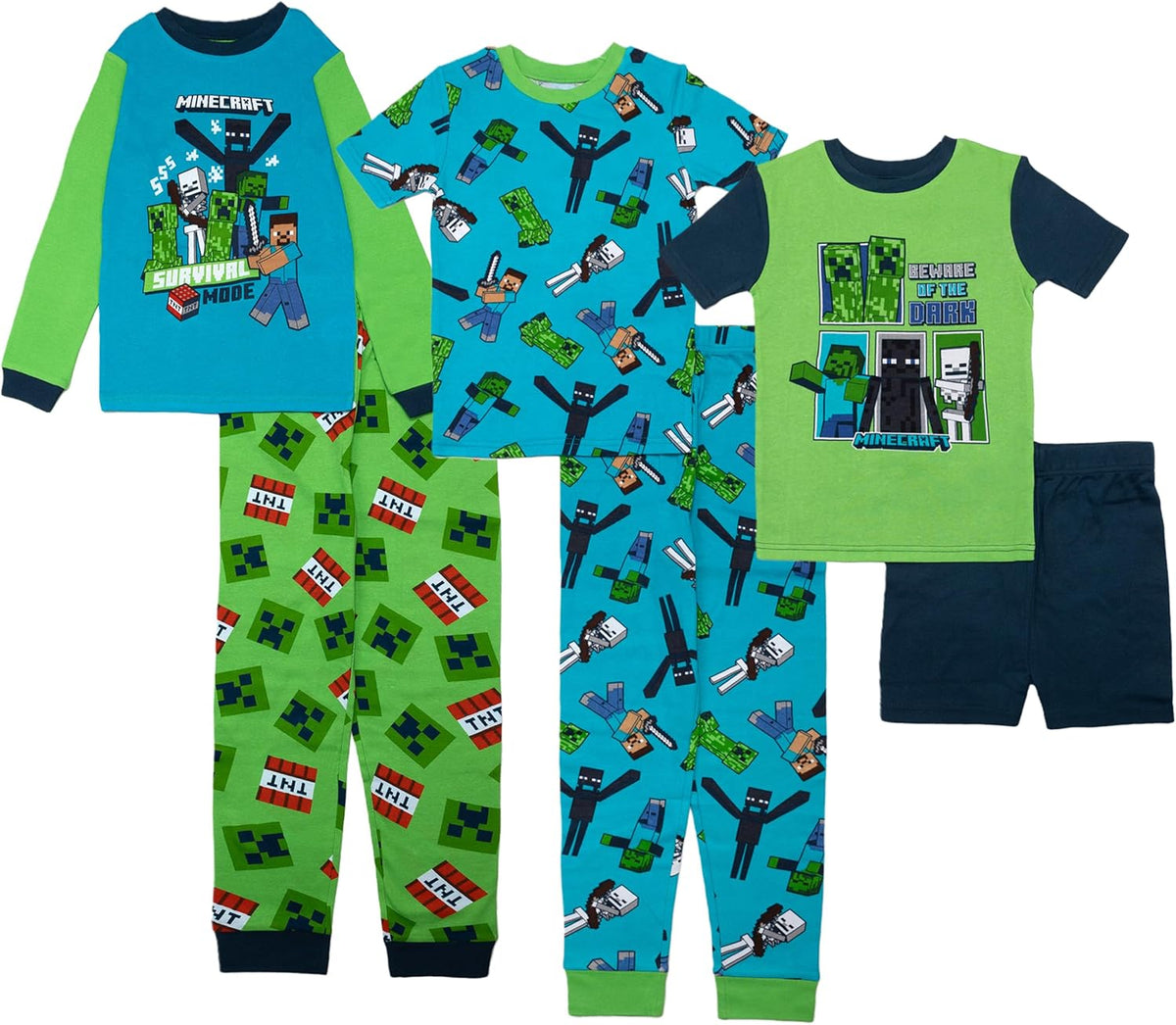 Minecraft Boys' 6-piece Snug-fit Cotton Pajama Set, Soft & Cute for Kids