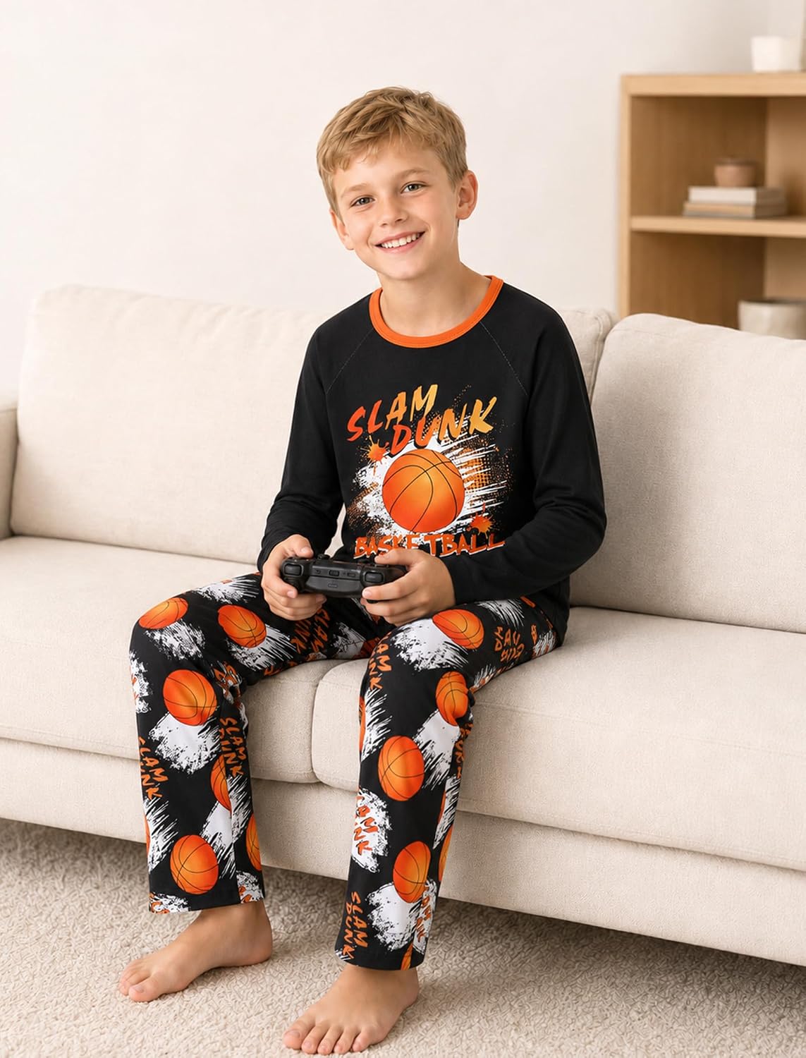 Mikrdoo Boys Pajamas Soft Stretchy Long Sleeve 2-Piece Sleep Set 6Y-16Y
