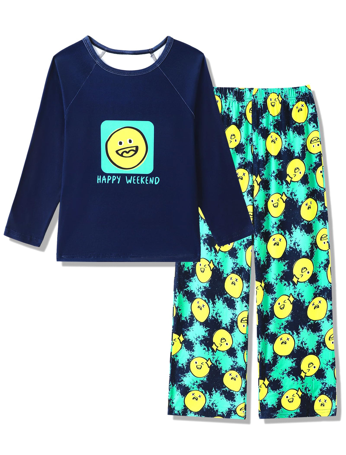 Mikrdoo Boys Pajamas Soft Stretchy Long Sleeve 2-Piece Sleep Set 6Y-16Y