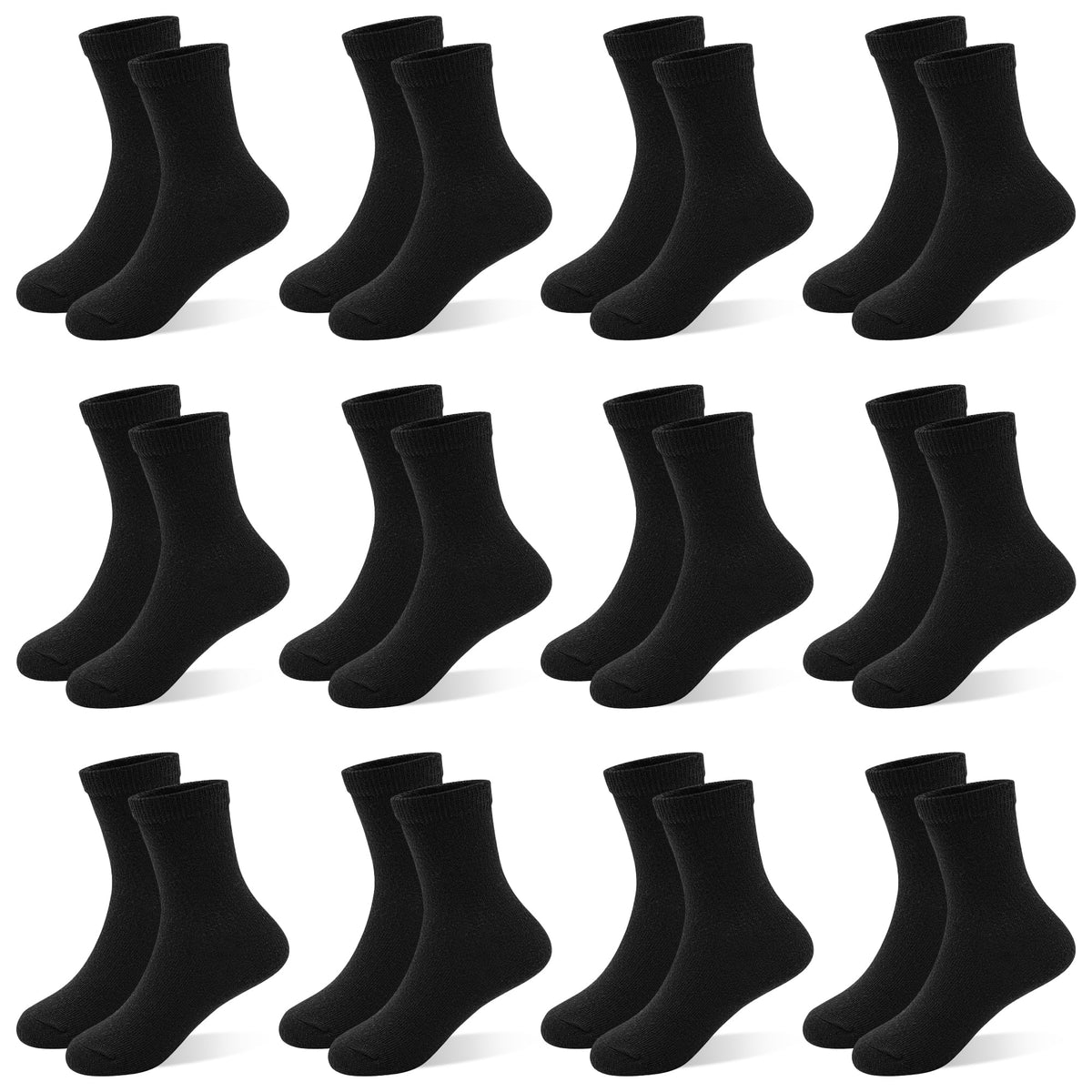 12 Pairs Boys Crew Socks, Unisex Kids School Socks Ages 1-14