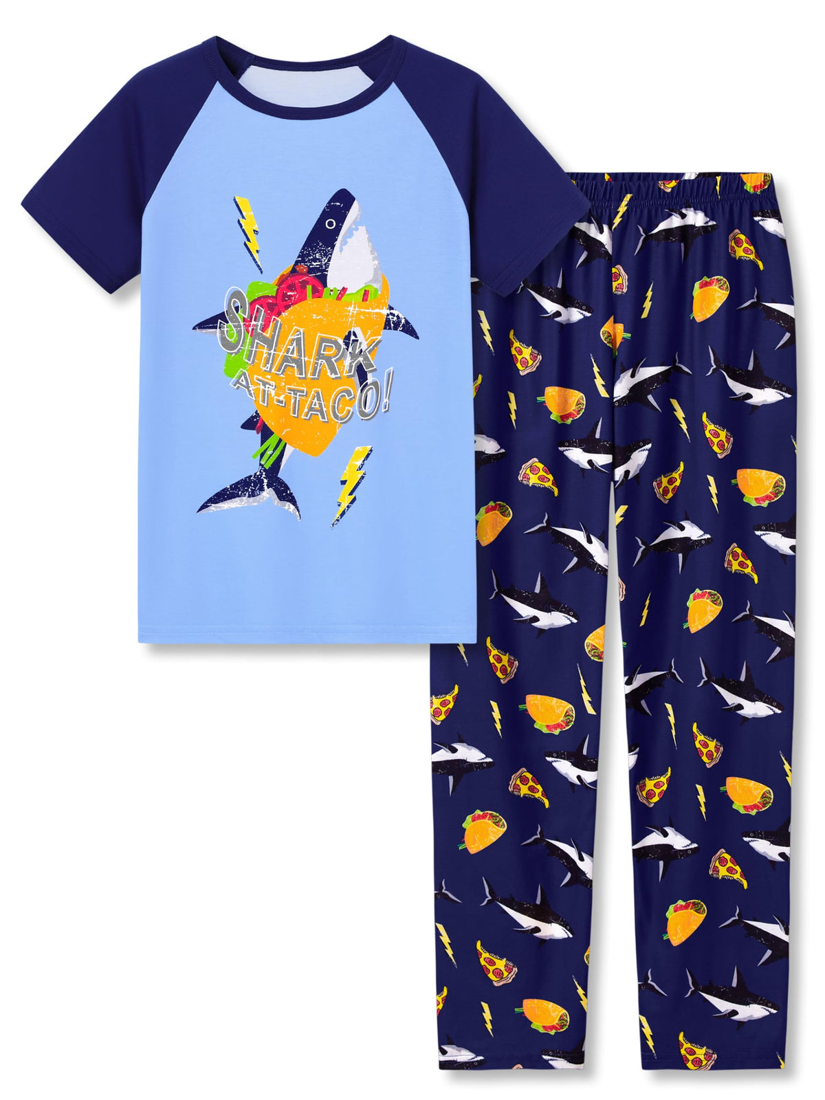 Tebbis Boys Comfy Fun Print Short Sleeve & Pants Pajama Set Sizes 6-18
