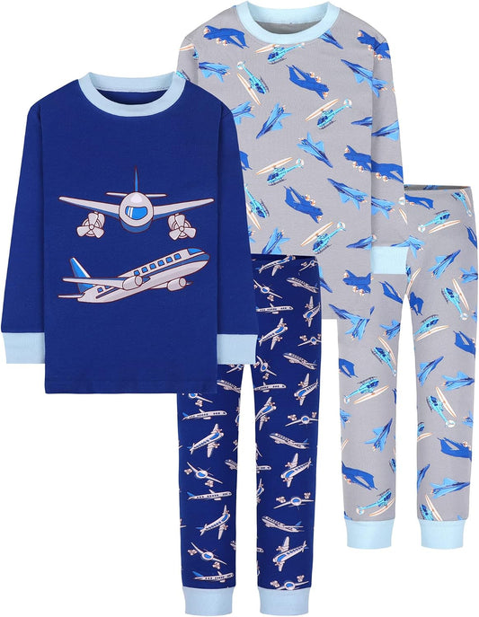 DAUGHTER QUEEN Boys Pajamas 4 Pieces Long Set 100% Cotton Sleepwear Size 18 Months-12 Years