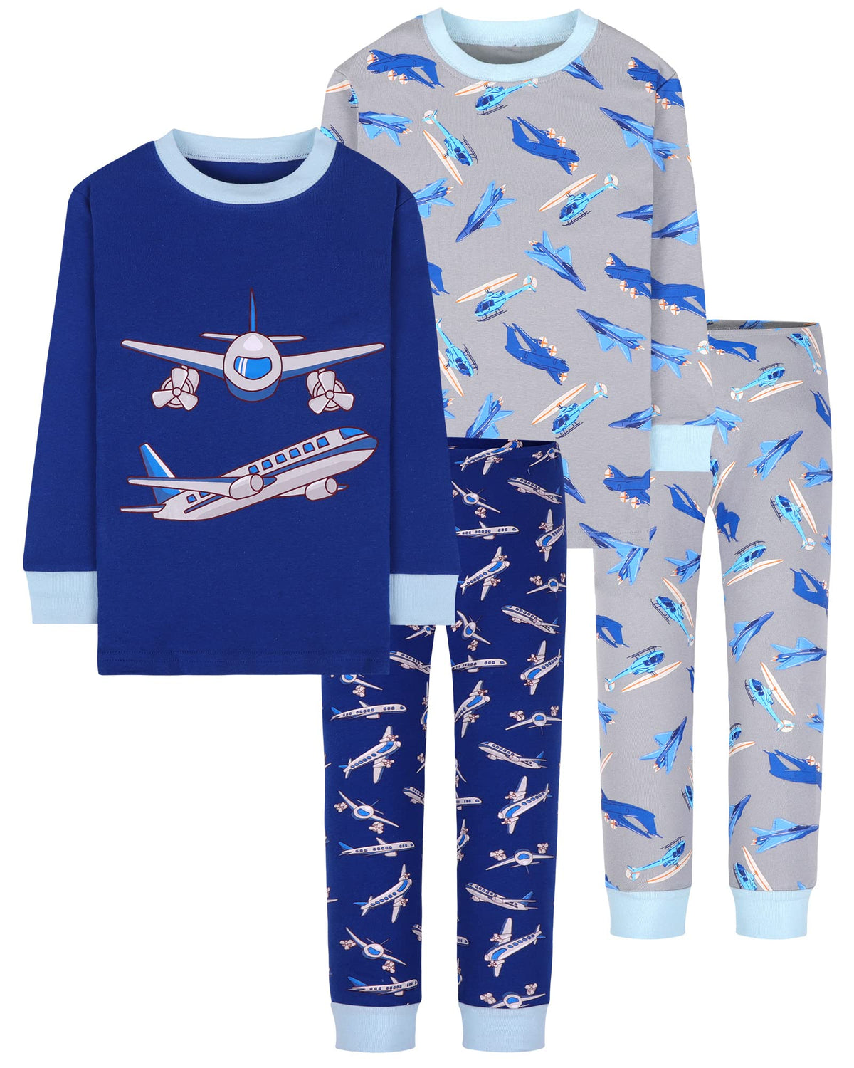 DAUGHTER QUEEN Boys Pajamas 4 Pieces Long Set 100% Cotton Sleepwear Size 18 Months-12 Years