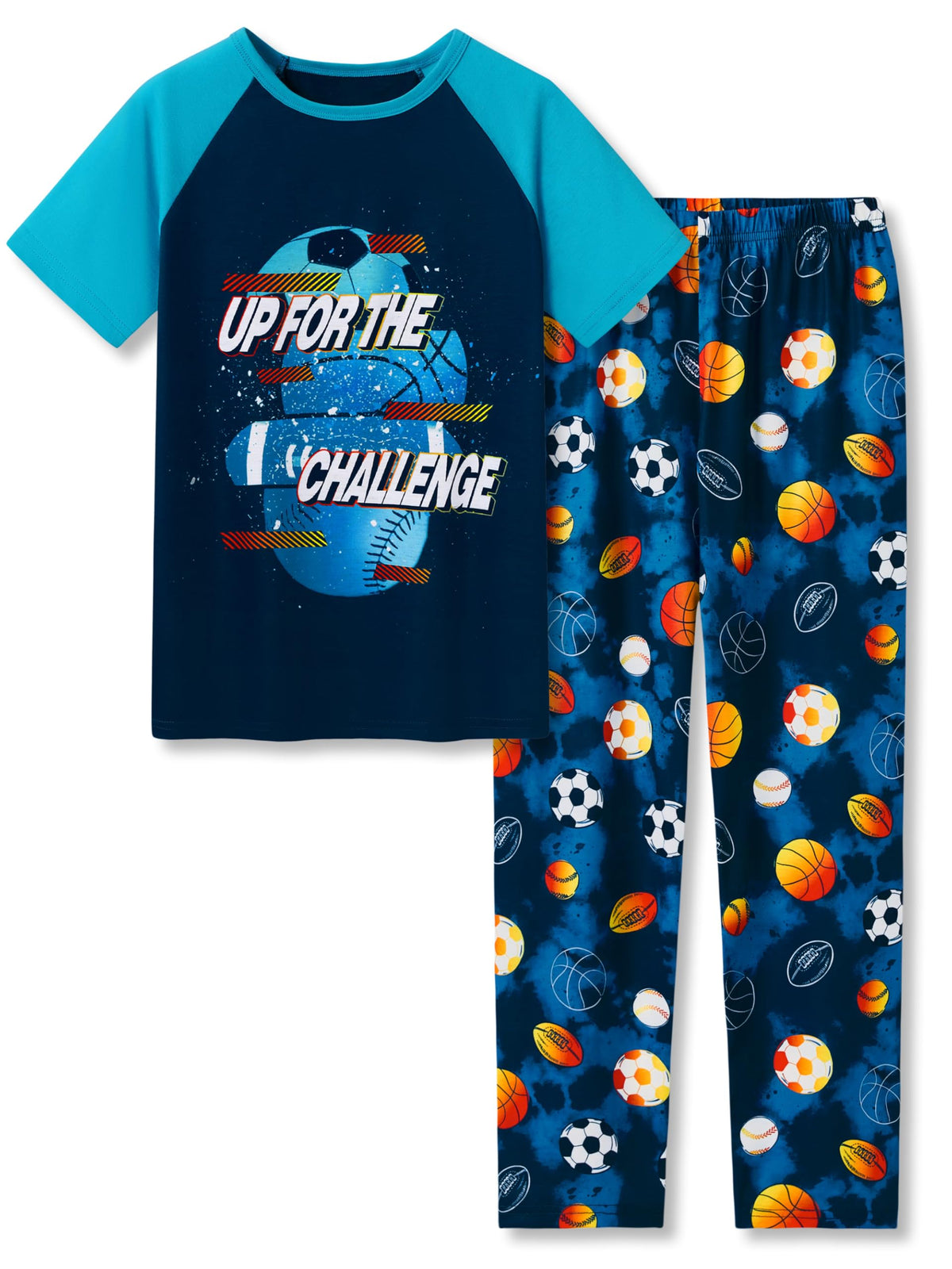 Tebbis Boys Comfy Fun Print Short Sleeve & Pants Pajama Set Sizes 6-18